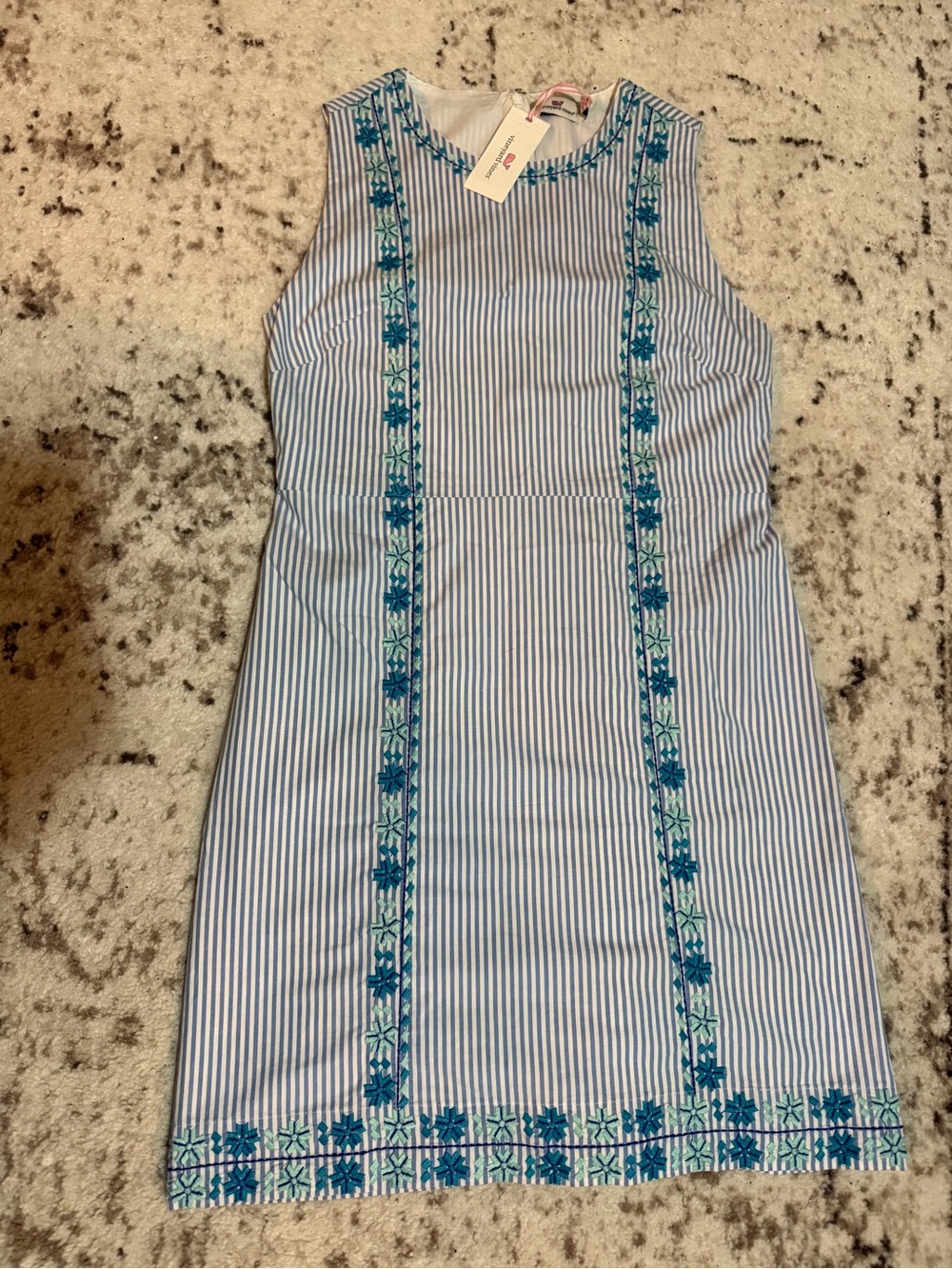 BNWT Vineyard Vines Blue Stripe Embroidered Sleeveless Dress